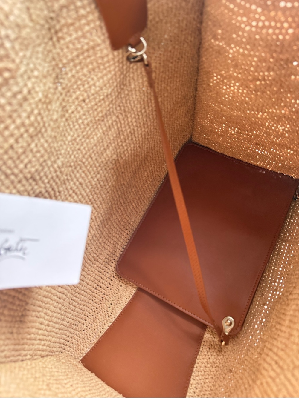 NWT Christian Louboutin Large By My Side Raffia Tote Bag Woven Travel Summer - Picture 13 of 16